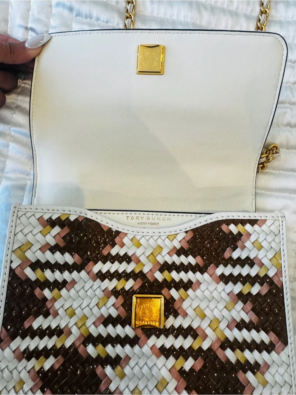 Tory Burch Multicolor Woven Leather Crossbody Bag
